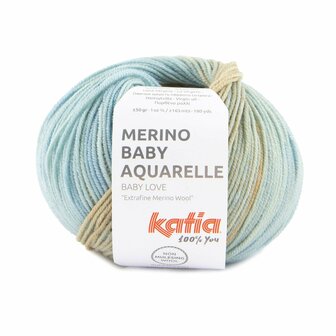 Katia Merino Baby Aquarelle kleur 350 Oranje-Beige-Blauw