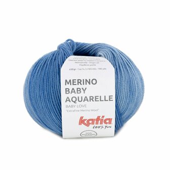 Katia Merino Baby Aquarelle kleur 360 Blauw-Bleek bruin-Licht hemelsblauw
