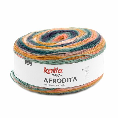 Katia Afrodita kleur 303 Groen blauw-Kauwgom roze-Oker