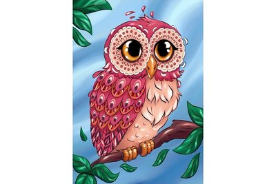 Wizardi Diamond Painting Kit Colourful Owl WD2491