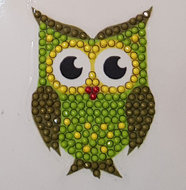 Crystal Art Motif Kit stickers | Green Owl