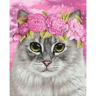 Wizardi Paint by Numbers | Cat and Peonies - H113