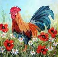 Crystal Card Kit | Diamond painting Cockerel in the Field