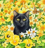 Crystal Card Kit | Diamond painting Cat Among the Flowers