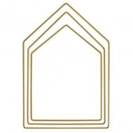 Metalen huizen gesorteerd goud (19cm, 23cm, 27,5cm)