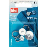 Prym flexi-knopen met lus 10-15-19 mm zilverkleurig 