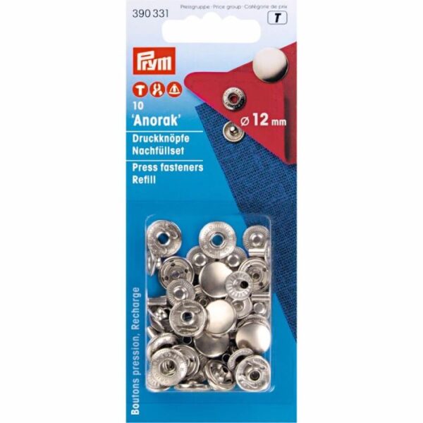 Prym Drukknopen 'Anorak' zilverkleurig navulpak