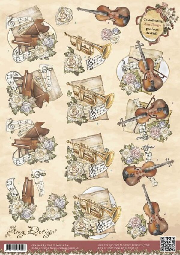 Knipvel - Amy Design -Kerst Instrumenten - Vintage Christmas Collection- CD10395