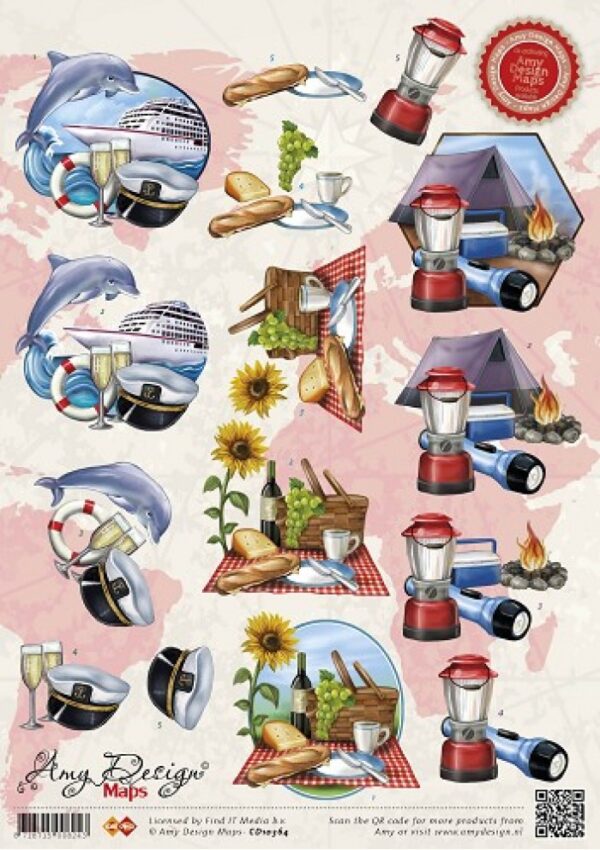 knipvel-Amy Design - Nr. 1 Vakantie - Maps- CD10364