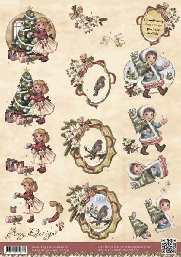 knipvel-3D-Amy Design - Kerstmeisjes - Vintage Christmas Collection- CD10393