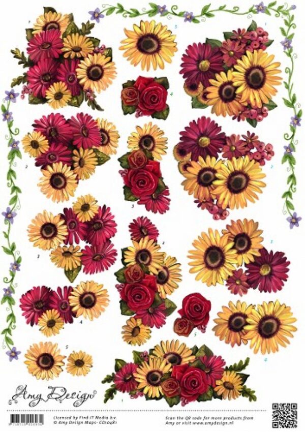 knipvel-Amy Design -Mixed Flowers- CD10481