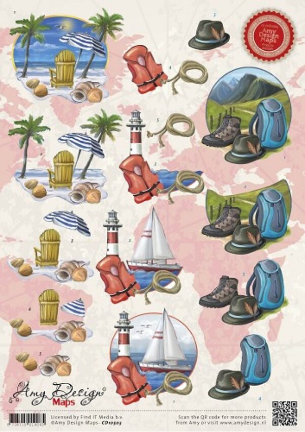 knipvel-Amy Design - Nr. 2 Vakantie - Maps - CD10503