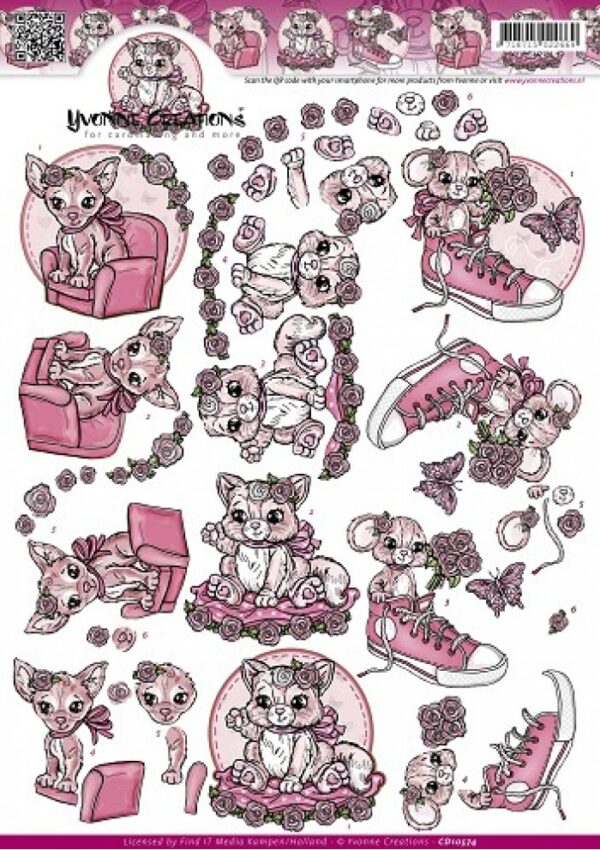 knipvel-3D-Yvonne Creations - Pink Creations - CD10574