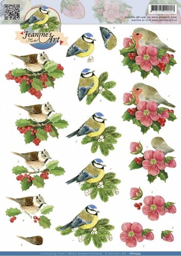 knipvel-3D-Jeanine's Art - Kerstmis Vogels - CD10553