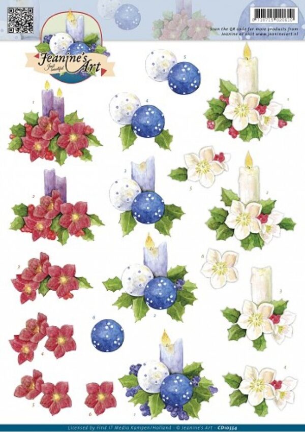 knipvel-3D-Jeanine's Art - Christmas Candles - CD10554