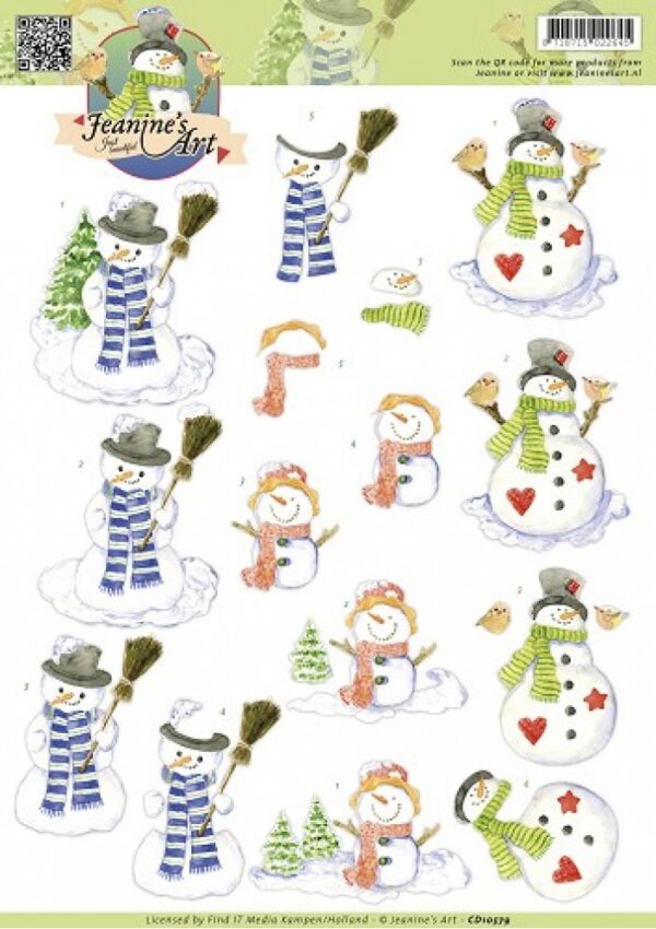 knipvel-3D-Jeanine's Art - Snowmen - CD10579