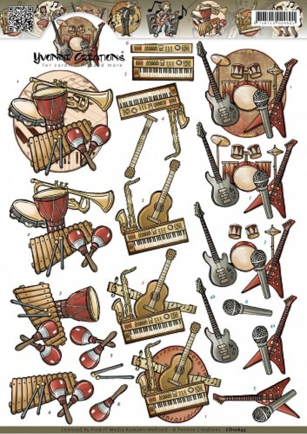knipvel-3D-Yvonne Creations - Nr. 1 Muziek - CD10645
