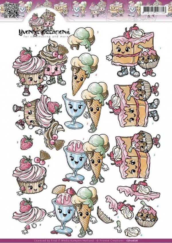 knipvel-3D-Yvonne Creations -Cupcakes-CD10676