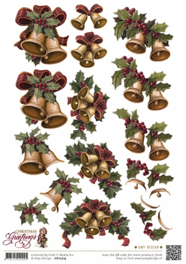 knipvel-Amy-Design-Kerstklokken - Christmas Greetings-CD10719