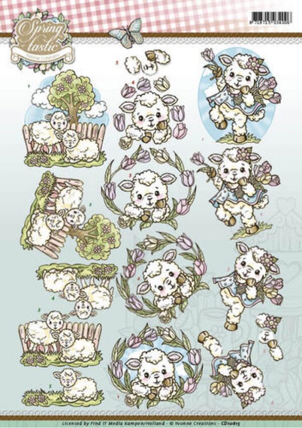 knipvel-3D-Yvonne Creations - Sheep Spring-tastic - CD10815