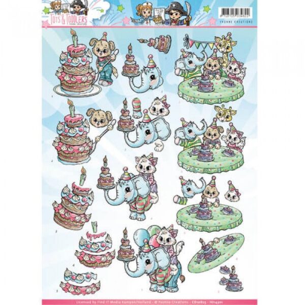 knipvel-3D-Yvonne Creations -Verjaardag Tots and Toddlers-CD10825 - HJ14301