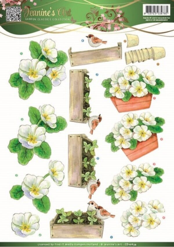 knipvel-3D-Jeanine's Art - White Flowers Garden Classics - CD10834