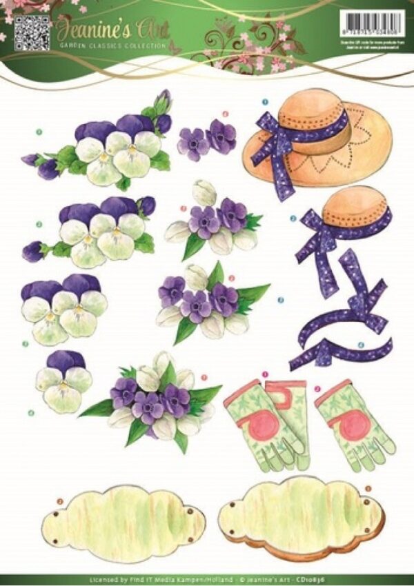 knipvel-3D-Jeanine's Art - Purple Flowers Garden Classics - CD10836