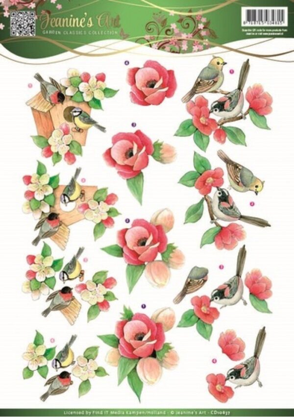 knipvel-3D-Jeanine's Art - Birds Garden Classics - CD10837