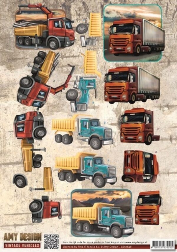 knipvel-Amy Design -Trucks - Vintage Vehicles- CD10848