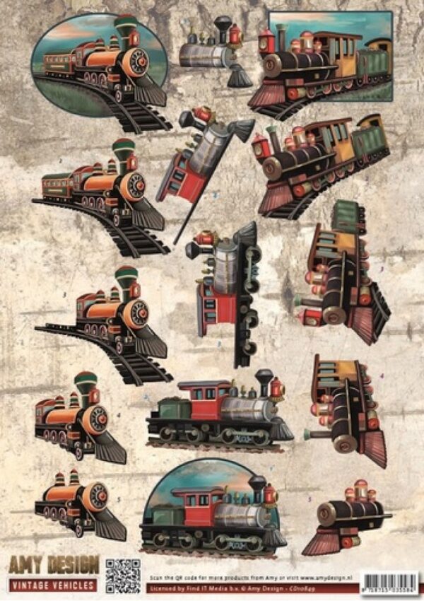 knipvel-Amy Design -Vintage Vehicles - Trains- CD10849