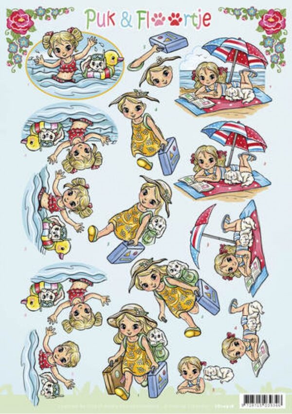knipvel-3D-Yvonne Creations - Zomer Puk en Floortje - CD10918