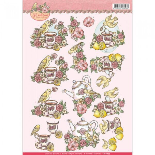 knipvel-3D-Yvonne Creations - Lemon Tea Get Well Soon - CD10899