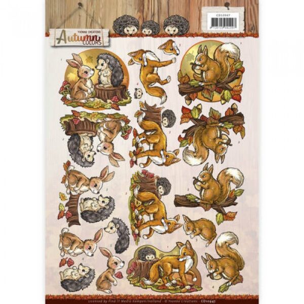 knipvel-3D-Yvonne Creations - Autumn Animals - Autumn Colors - CD10947