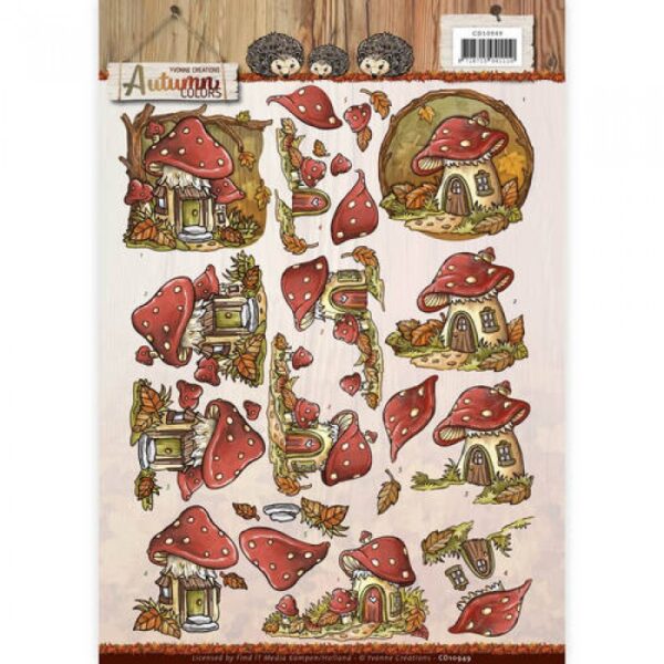 knipvel-3D-Yvonne Creations - Mushrooms Houses Autumn Colors - CD10949