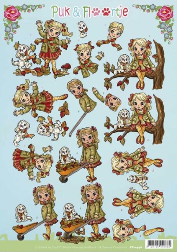 knipvel-3D-Yvonne Creations - Herfst Puk en Floortje - CD10946