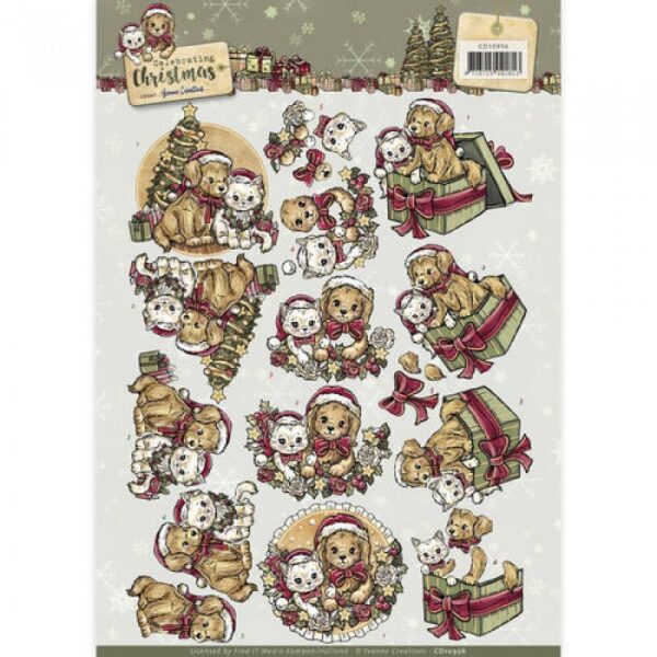 knipvel-3D-Yvonne Creations - Animals Celebrating Christma - CD10956