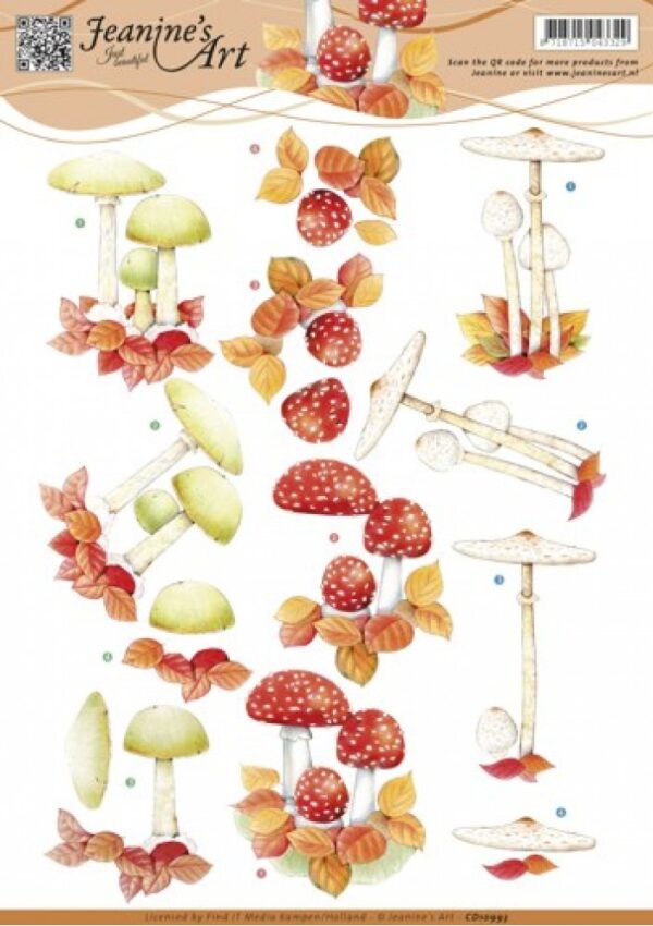 knipvel-3D-Jeanine's Art - Autumn Mushrooms - CD10993