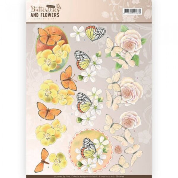 knipvel-3D-Jeanine's Art - Yellow Flowers Classic Butterflies and Flowers - CD11001