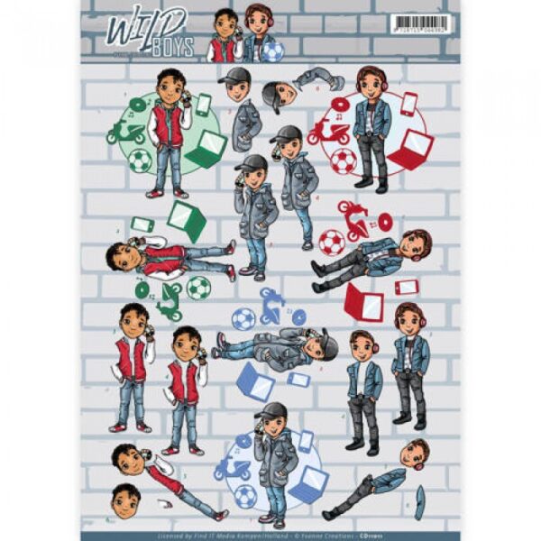 knipvel-3D-Yvonne Creations -Chill Time Wild Boys-CD11011