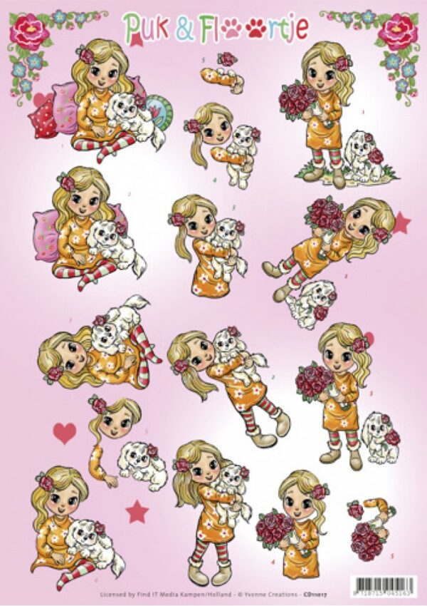 knipvel-3D-Yvonne Creations -For the Sweetest Puk en Floortje-CD11017