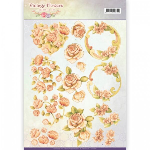 knipvel-3D-Jeanine's Art - Romantic Vintage Vintage Flowers - CD11045