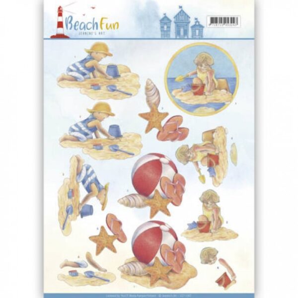 knipvel-3D-Jeanine's Art - Playing in the Sun Beach Fun - CD11067