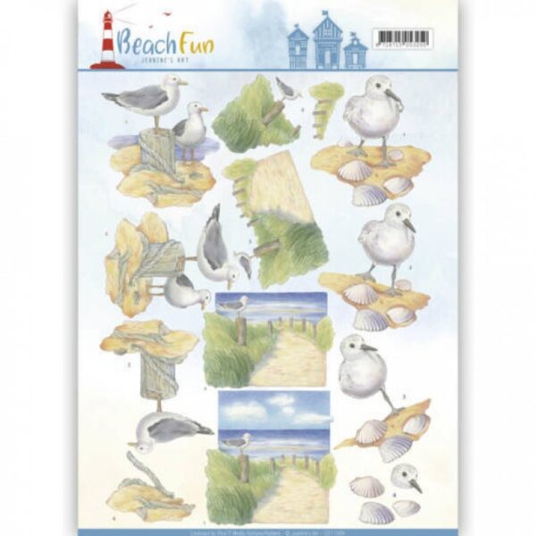knipvel-3D-Jeanine's Art - Seagulls Beach Fun - CD11068