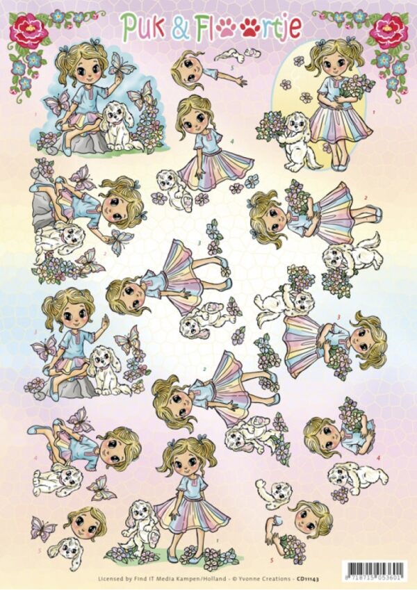 knipvel-3D-Yvonne Creations -Summer - Puk en Floortje-CD11143