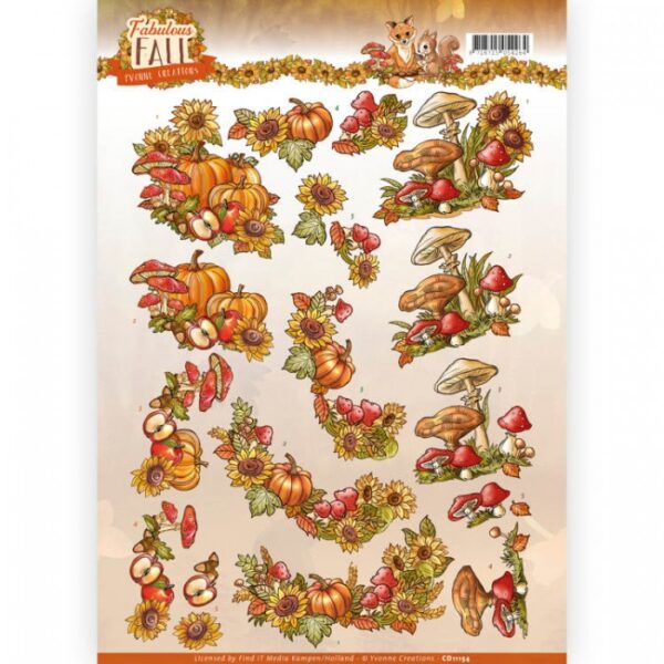 knipvel-3D-Yvonne Creations - Fall Bouquets Fabulous Fall - CD11154