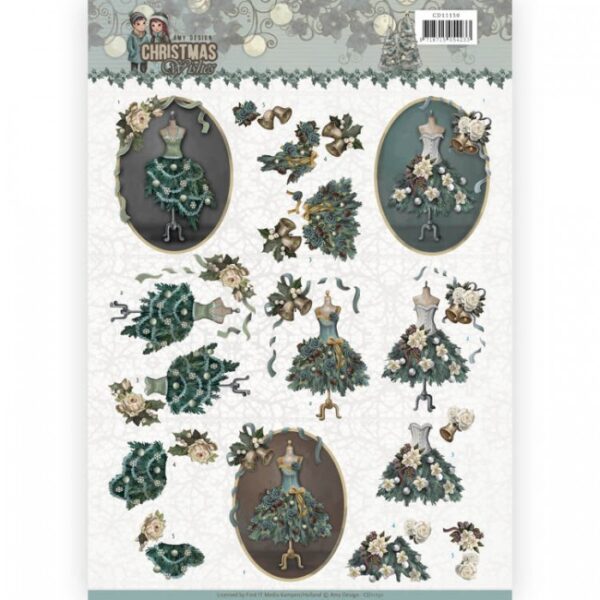knipvel-Amy-Design-Birds -Well Dressed - Christmas wishes 3D Cutting Sheet-CD11150
