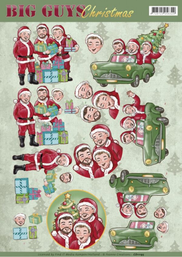 knipvel-3D-Yvonne Creations - Santa's - Big Guys Christmas - CD11195