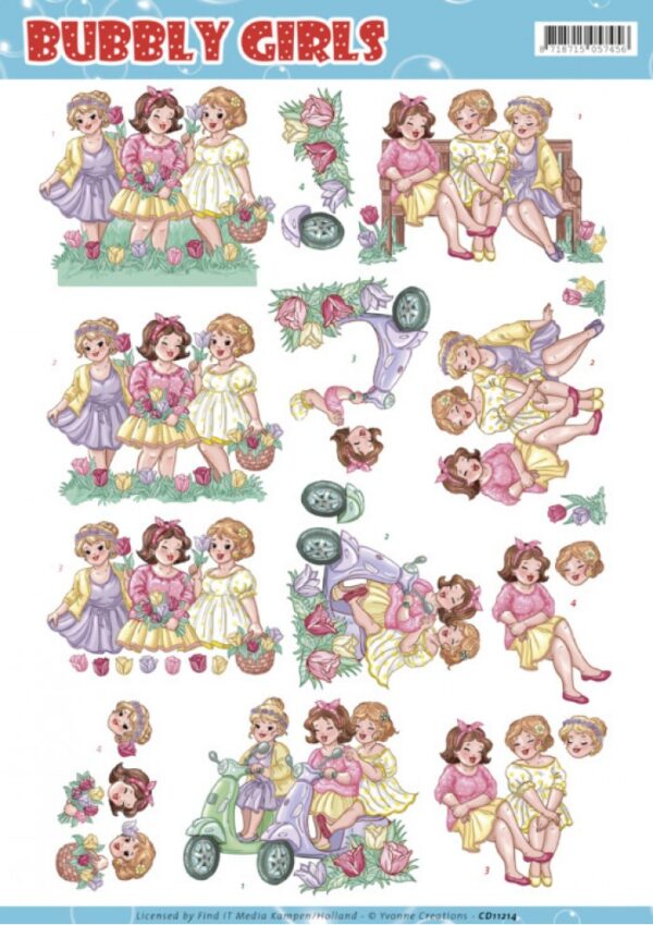 knipvel-3D-Yvonne Creations - Spring - Bubbly Girls - CD11214