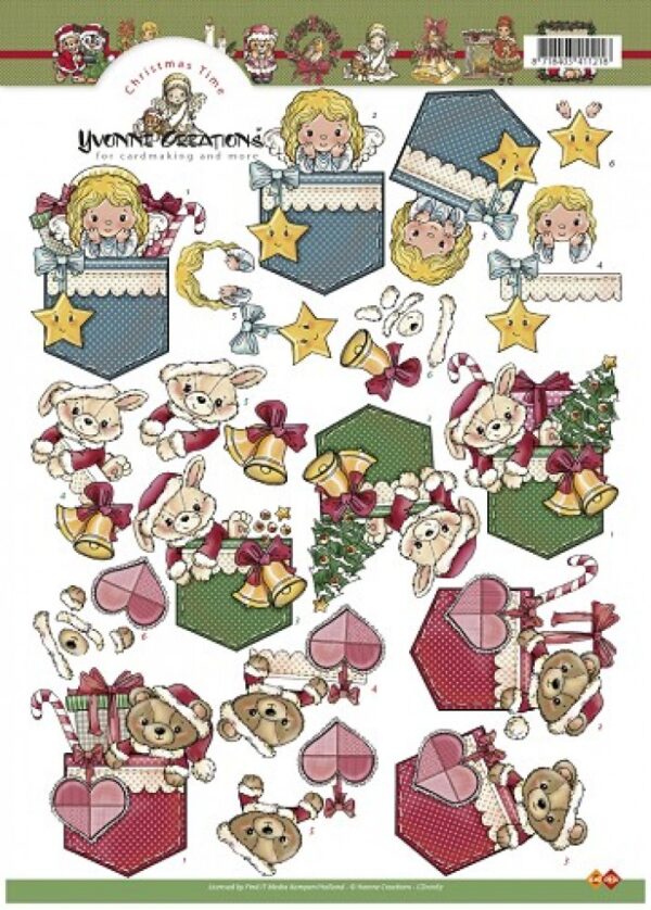 knipvel-3D-Yvonne Creations - Beertjes Christmas Time- CD10167