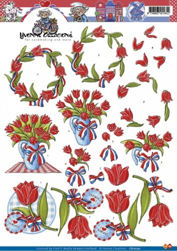 knipvel-3D-Yvonne Creations - Tulpen - CD10192